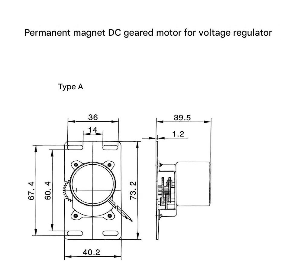 VRA Series Permanent Magnet DC Motor dimensions