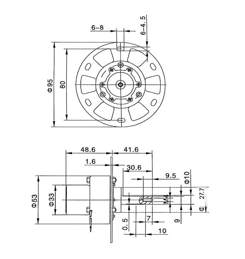 VRB Series Permanent Magnet DC Motor dimensional drawing